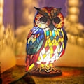 Miniatyrbillede 2 af 4: Magisk magisk dyre-LED-lampe kreativ harpiks dyrelampe egnet til soveværelse stue hjemmekontor dekoration gave (ugle)