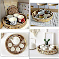 Miniatyrbilde 5 av 5: Rund Rattan Vevd Serveringsbrett Dekorativt Utstillingsbrett Oppbevaringsfat Med Håndtak Bordplate Organizer Brett For Kaffe, Drikke, Frokost, Te, Lys
