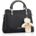 Miniatyrbillede 1 af 5: Kvinders Crossbody Mode Top Håndtaske Damer Skuldertasker PU Læder Satchel Taske Piger Messenger Tasker Punge Håndtaske med Bjørn Vedhæng Black