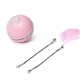Miniatyrbild 1 av 5: Smart katt leksak boll interaktiv kattmynta USB laddningsbara leksaker för katter automatisk färgglada LED fjäderklockor leksaker varor för katt rosa