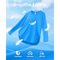 Miniatyrbillede 2 af 4: Dame Aktivtøj Skjorter UPF 50+ UV Solbeskyttelse T-shirts Langærmede Toppe Træning Solskjorte Udendørs Fitness Vandreture Skjorte Hurtigtørrende Letvægtsskjorter Ocean Blue M