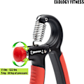 Miniatyrbild 2 av 6: 5-60 kg greppstyrketränare – Justerbar handgreppsstyrketränare med rostfritt stålfjäder för starka handleder, fingrar, underarm, händer Red
