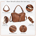 Miniatyrbillede 6 af 11: Dametasker, Frynset Shopper Taske Mode Crossbody Taske i PU Læder Håndtaske til Arbejde, Daglig Brug og Fester Brown