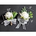 Miniatyrbillede 2 af 5: 2 stk. Hvide Rosen Håndled Blomster og Mænds Bryllupsblomster Bryllupsceremoni og Håndled Corsage, Brude Bryllupsblomster Tilbehør