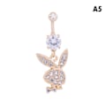 Miniatyrbild 1 av 5: 1 st Bunny Dangle Navelring Paved CZ Gems Kirurgiskt Stål A5