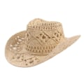 Miniatyrbilde 1 av 5: Cowboy Hat Klassisk Vintage Uthulet Unisex Krøllet Kant Bred Bremskjerm Menn Solhatt Fiskehatt Yellow