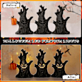 Miniatyrbillede 3 af 5: Halloween Spøgelsestræstub Med LED-lys, Træansigt Lysende LED-spøgelsestræstub Batteridrevet Til Halloweenfest 2 Pcs