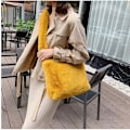 Miniatyrbillede 3 af 6: Kvinder Efterår Vinter Kunstpels Skuldertaske Plys Rem Crossbody Taske Fluffy Håndtaske-Sort
