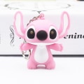 Miniatyrbillede 3 af 5: Lysende Stitch Legetøjs Vedhæng Nøglering Lydende Nøglering Ring Nøglering Par Gave 1Pc Pink