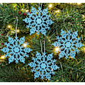 Miniatyrbillede 2 af 5: Julepakke med 12 - 10 cm Glitrende Snefnug Hængende Dekorationer - Julepynt (Turkis)