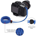 Miniatyrbillede 3 af 7: Universal flettet rem til videokamera (2-pak) – Justerbar Paracord behagelig udendørsaktivitetsfan overlevelses- og eventyrarmbånd Black & Blue One Size
