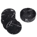 Miniatyrbillede 2 af 5: 6-pak reversible underlag i sort marmor PU med holder sort