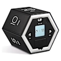 Miniatyrbillede 1 af 5: Hexagon Flip Timer med Lydløs & Alarm Funktion - Køkken Timer Nem at Bruge - Tidsstyring Pomodoro Timer til Børn Sort