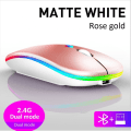 Miniatyrbillede 1 af 5: Trådløs mus med 2,4 GHz, lydløs, Overwatch, gamermus, RGB-mus, bærbar trådløs mus til bærbar computer, gamermus rose gold