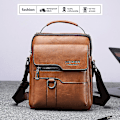 Miniatyrbild 3 av 4: Herr Läder Cross Body Messenger Väska Axelväska Researbete Affärsväska Light Brown