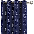Miniatyrbillede 1 af 5: Navyblå Blackout Gardiner 84\" Lange 2 Panel Grommet Isolerede Rum Blackout Gardiner med Bølget Linje og Print Soveværelse, 52 x 84\"