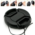 Miniatyrbillede 2 af 8: Universal Center Pinch Snap-on Front Lens Cap til vælg For Canon Nikon Sony Pentax Olympus Fuji Camera med String 55mm