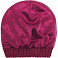 Miniatyrbillede 3 af 4: Vintervarm Strikket Hat med Satinforing Kabelstrikket Beanie Chunky Slouchy Skull Cap til Kvinder Wine Red