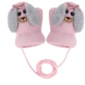 Miniatyrbillede 1 af 5: Baby og småbørns varme luffer magiske stræk luffer handsker på snor drenge piger strikkede handsker fortykke fleece foring nyfødte luffer fuld finger handsker