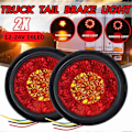 Pikkukuva 2 / 5: 2x Auton pyöreät LED-takavalot Vedenpitävät 16 LED kuorma-auton perävaunuun Kuorma-auton autotarvikkeet 16 LED auton pyöreät takavalot Monitoimiset Red-yellow