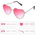 Miniatyrbillede 2 af 5: 2 par Hippie Specs Briller Hjerteformede Solbriller til Hippie Fancy Dress Tilbehør, Rosaguld Stel (Gradient Røde Linser)