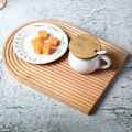 Miniatyrbillede 5 af 5: Serveringsbakke Bølgeformet Buet Form Rillet Morgenmad Frokost Aftensmad Appetizer Brødfad Dekorativ Træ