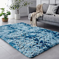 Miniatyrbillede 1 af 5: Super blødt vintervarmt tykt tæppe til stue plysset tæppe børneværelse soveværelse fluffy gulvtæppe hjem indretning shaggy tæppe fløjlstæppe 40X60cm Dark Blue
