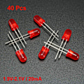 Miniatyrbilde 2 av 4: 40 stk 5mm røde LED-dioder med farget linse, diffus, rund, 1,9-2,1V, 20mA, 0,02W, lyspære, elektroniske komponenter, lysdioder