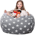 Miniatyrbilde 1 av 5: Oppbevaringssekk for utstoppede dyr i form av en sittepuff for barn 18 inches Grey stars