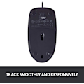 Miniatyrbild 7 av 7: Logitech B100 Trådbunden USB-mus, 3 knappar, optisk spårning, ambidextrös PC/Mac/bärbar dator -