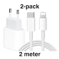 Miniatyrbilde 1 av 7: iPhone-lader - Hurtiglader - Adapter + Kabel 20W USB-C 2m Hvit