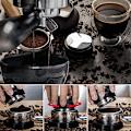 Miniatyrbillede 5 af 7: Rustfrit Stål Aluminium Legering Kaffefordeler, 51mm 2 i 1 Nivellering & Tamper, Kaffe Tamper, Espresso Fordeler, Justerbar Dybde Begge Sider (51mm)