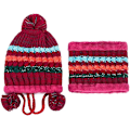 Pikkukuva 6 / 6: Neulehattuhuivisetti Talvi Lämmin Paksu Virkattu Pom Pom Beanie Hat Cap Ulkoilu Hiihto Lumilautailu Pyöräily Pom Pom Hemming Hatut Fleecevuorilla
