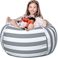Miniatyrbilde 1 av 5: Oppbevaringssekk for utstoppede dyr i form av en sittepuff for barn 24 inches Grey lines