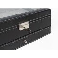 Miniatyrbillede 4 af 5: Urkasse, 12 slots dobbeltlags urkasse premium display håndværk, luksus etui arrangør, elegant arrangør til smykker, armbånd, halskæder, sort