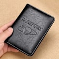 Miniatyrbild 4 av 6: Passhållare RFID-blockerande äkta läder på omslag för passfodral Multifunktionell reseflygbiljett Läderfodral - Black
