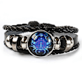 Miniatyrbillede 5 af 5: 12 Stjernetegns Constellation Charm Lysende Armbånd Mænd Kvinder Mode Multilayer Væv Læder Armbånd Bangle Fødselsdag Gave Cancer