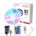 Miniatyrbillede 2 af 5: Led-strimmelbelysning 5m, 5050 Rgb-led-strimler med 24-tasters IR-fjernbetjening og strømforsyning, 1 rulle med farveskiftende led-båndlys til soveværelse, hjemmets loft