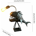 Miniatyrbild 5 av 5: Anglerfisklampa Konst Handgjord Staty Havsdjursornament L