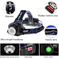 Miniatyrbillede 3 af 5: Pandelampe, Genopladelig LED-lampe, 10000LM Pandelampe med 3 lys