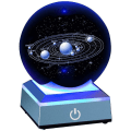 Miniatyrbilde 1 av 5: Krystallkule for solsystemet med berøringssensor LED-lysbase, kosmisk modell med planetnavn