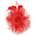Miniatyrbillede 3 af 5: Fascinator Hat til kvinder, damer, bryllup, te-selskab, flapper, pillbox hat, Ascot-hat, fjerblomst (rød)