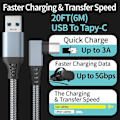 Miniatyrbilde 5 av 5: Link-kabel for Oculus Quest 2 - Rask lading og dataoverføring - USB C 3.2 Gen1 5 Gbps PD-overføringsladekabel VR-headset Link-kabel Grey 3M
