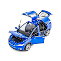 Miniatyrbild 1 av 5: 1/32 Tesla Model X 90d SUV Leksaksbilmodell Gjutna Metall Miniatyr Ljud & Ljus Drag tillbaka 1:32 Samlingspresent För Pojke Barn TESLA MODEL X Blue