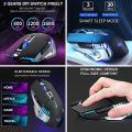 Miniatyrbilde 5 av 5: Bluetooth-mus, oppladbar trådløs spillmus for flere enheter (bt 5.0/3.0+usb) med sideknapper, Rgb Led-lys opplyst ergonomisk trådløs datamus