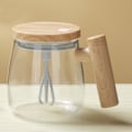 Miniatyrbillede 1 af 5: Selv-omrørende krus, elektrisk højt borosilikatglas blandingskaffekrus roterende hjemmekontor rejseomrøringskop til kaffe/mælk/proteinpulver white