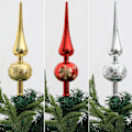 Miniatyrbillede 2 af 5: Snefnug-trykt Græskarformet Spids Juletræstop Juletræspynt Stjerne Dekorationer Toppe Ornament Festartikler