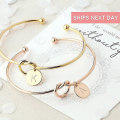 Miniatyrbilde 3 av 5: Mote Initial Smykker Initial Legering Brev Charm Armbånd for Kvinner Brudepike Binde ROSE GOLD A
