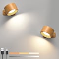 Miniatyrbillede 1 af 5: 2-pak Genopladelige Væglamper, 360° Roterbar Touch Kontrol og Batteridrevet Væglampe, 3 Lysstyrkeniveauer 3 Farvetilstande