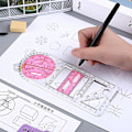 Miniatyrbild 4 av 5: Multifunktionell geometrisk linjal Geometrisk ritmall Mätverktyg för skolmaterial Blue